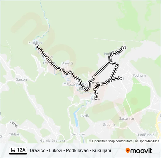 12A autobus karta linije
