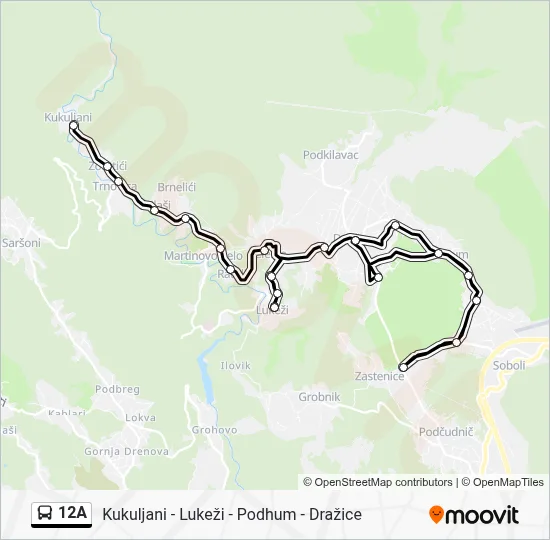 12A Bus Line Map