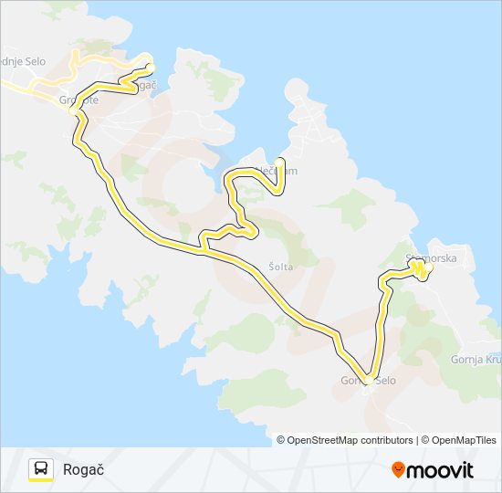 STOMORSKA - GORNJE SELO - NEČUJAM - GROHOTE - ROGAČ autobus karta linije