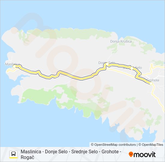 MASLINICA - DONJE SELO - SREDNJE SELO - GROHOTE - ROGAČ autobus karta linije