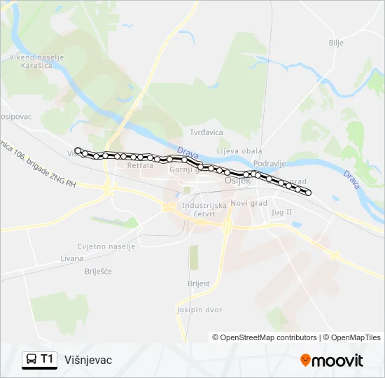 T1 Bus Line Map