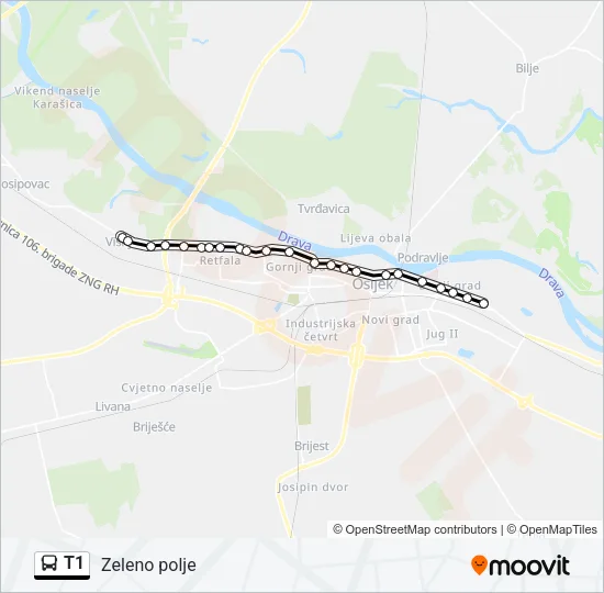 T1 Bus Line Map