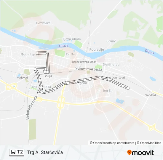 T2 Bus Line Map