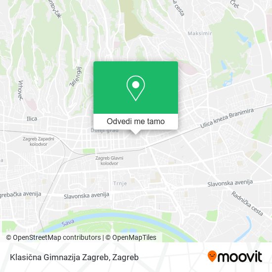 Karta Klasična Gimnazija Zagreb