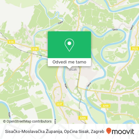 Karta Sisačko-Moslavačka Županija, Općina Sisak