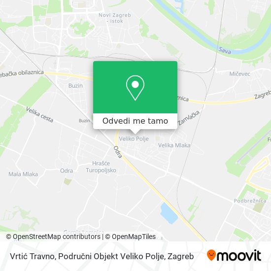 Karta Vrtić Travno, Područni Objekt Veliko Polje
