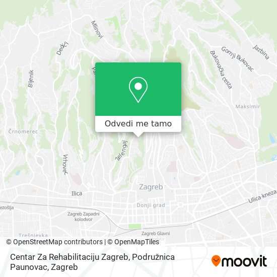 Karta Centar Za Rehabilitaciju Zagreb, Podružnica Paunovac
