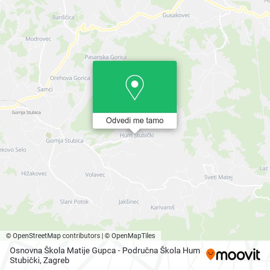 Karta Osnovna Škola Matije Gupca - Područna Škola Hum Stubički