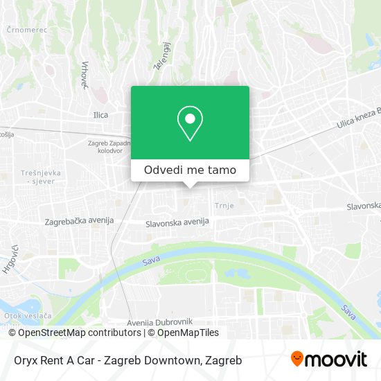 Karta Oryx Rent A Car - Zagreb Downtown