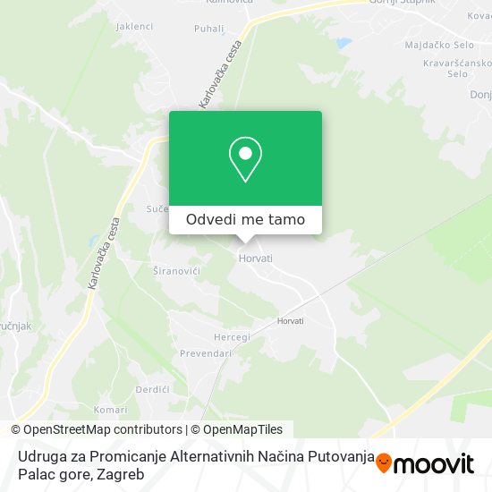 Karta Udruga za Promicanje Alternativnih Načina Putovanja Palac gore