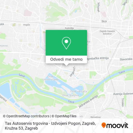 Karta Tas Autoservis trgovina - Izdvojeni Pogon, Zagreb, Kružna 53