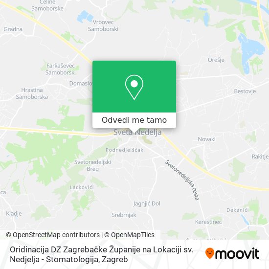 Karta Oridinacija DZ Zagrebačke Županije na Lokaciji sv. Nedjelja - Stomatologija