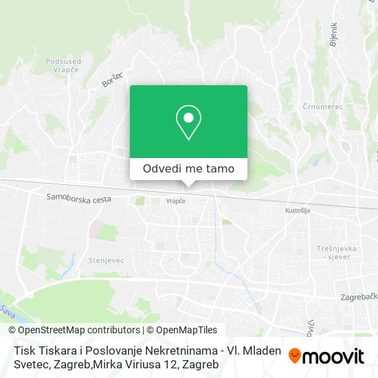 Karta Tisk Tiskara i Poslovanje Nekretninama - Vl. Mladen Svetec, Zagreb,Mirka Viriusa 12