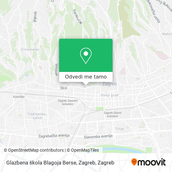 Karta Glazbena škola Blagoja Berse, Zagreb
