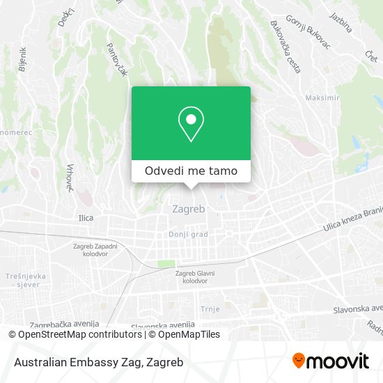 Karta Australian Embassy Zag