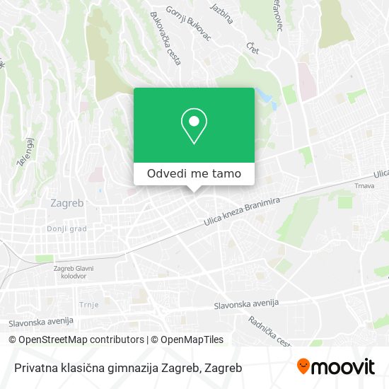 Karta Privatna klasična gimnazija Zagreb