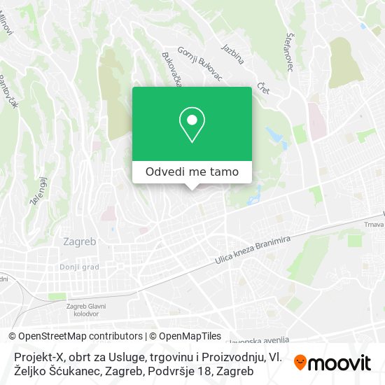Karta Projekt-X, obrt za Usluge, trgovinu i Proizvodnju, Vl. Željko Šćukanec, Zagreb, Podvršje 18