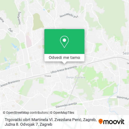 Karta Trgovački obrt Martinela Vl. Zvezdana Perić, Zagreb, Južna 8. Odvojak 7