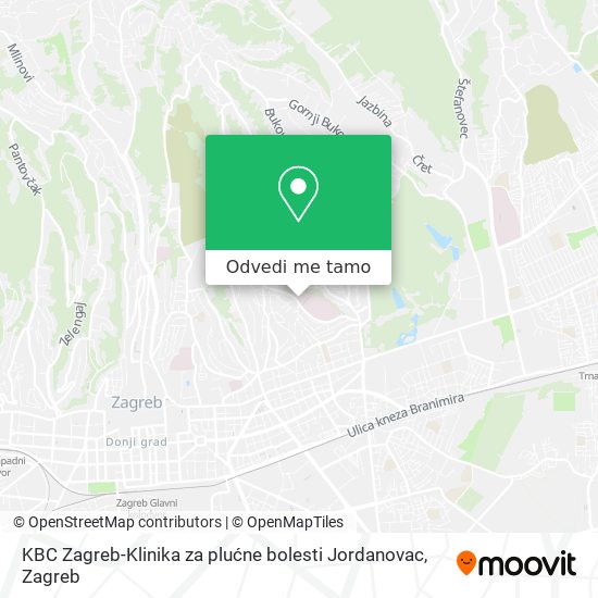 Karta KBC Zagreb-Klinika za plućne bolesti Jordanovac