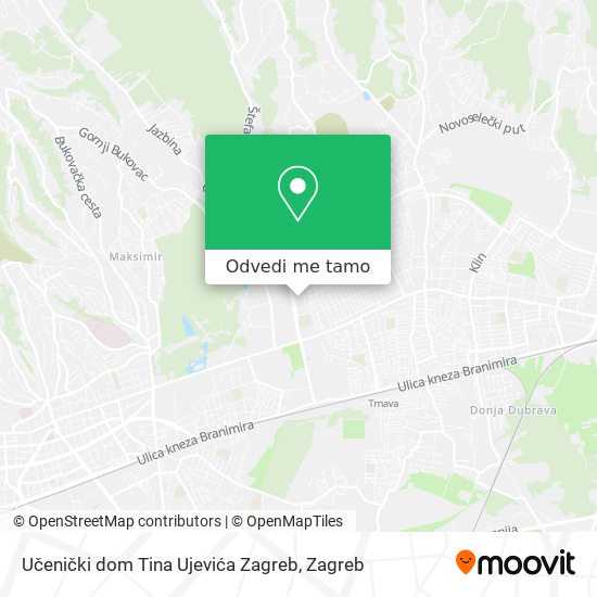 Karta Učenički dom Tina Ujevića Zagreb