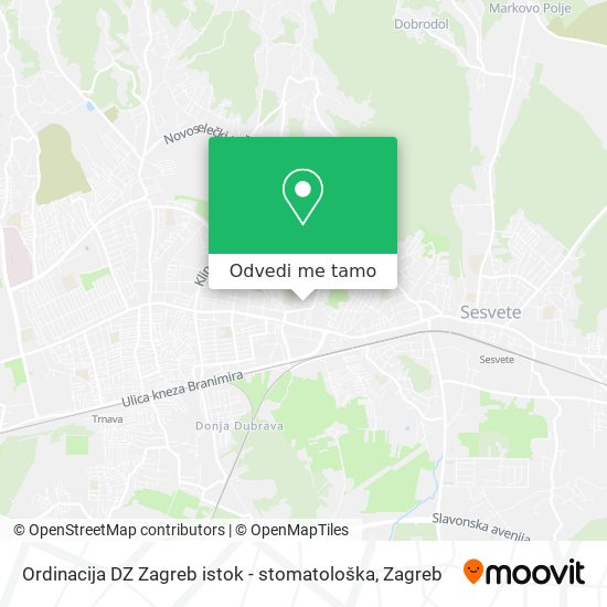 Karta Ordinacija DZ Zagreb istok - stomatološka