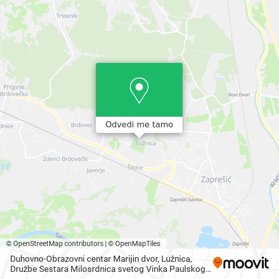 Karta Duhovno-Obrazovni centar Marijin dvor, Lužnica, Družbe Sestara Milosrdnica svetog Vinka Paulskoga