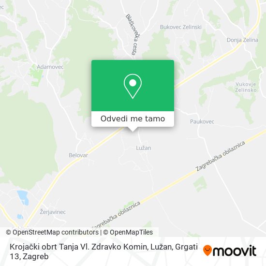 Karta Krojački obrt Tanja Vl. Zdravko Komin, Lužan, Grgati 13
