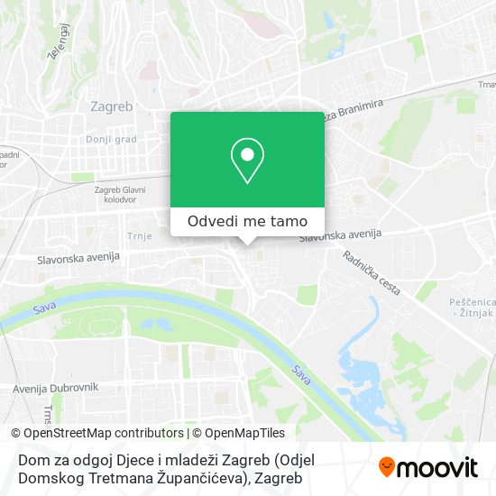 Karta Dom za odgoj Djece i mladeži Zagreb (Odjel Domskog Tretmana Župančićeva)