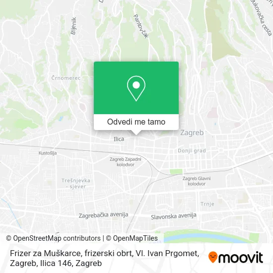 Karta Frizer za Muškarce, frizerski obrt, Vl. Ivan Prgomet, Zagreb, Ilica 146