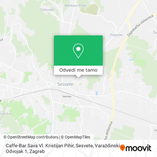 Karta Caffe-Bar Sava Vl. Kristijan Pihir, Sesvete, Varaždinski Odvojak 1