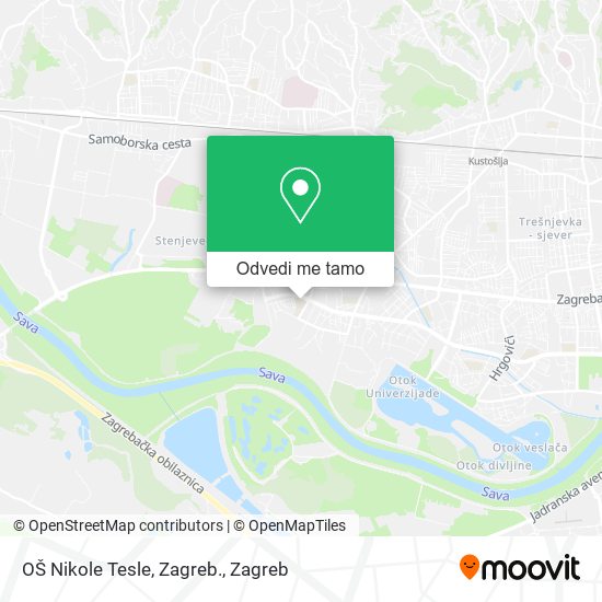 Karta OŠ Nikole Tesle, Zagreb.