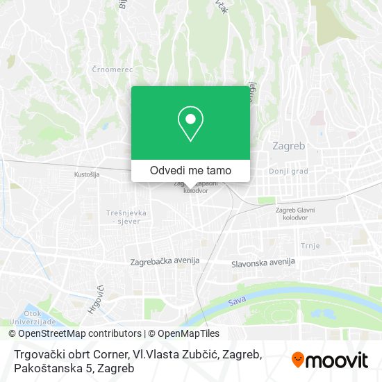 Karta Trgovački obrt Corner, Vl.Vlasta Zubčić, Zagreb, Pakoštanska 5