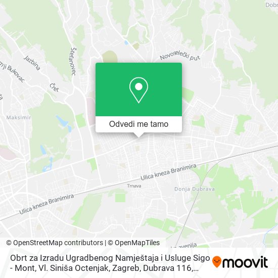 Karta Obrt za Izradu Ugradbenog Namještaja i Usluge Sigo - Mont, Vl. Siniša Octenjak, Zagreb, Dubrava 116