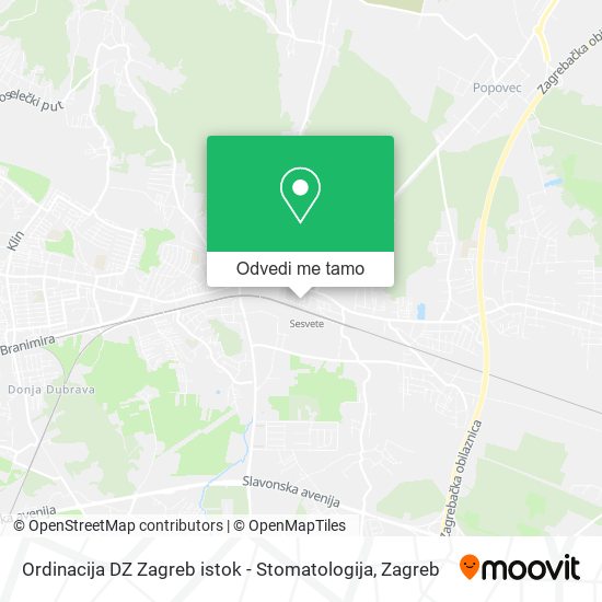 Karta Ordinacija DZ Zagreb istok - Stomatologija