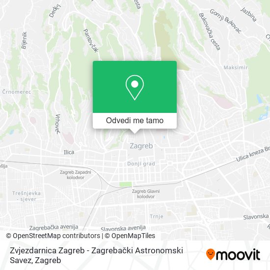 Karta Zvjezdarnica Zagreb - Zagrebački Astronomski Savez