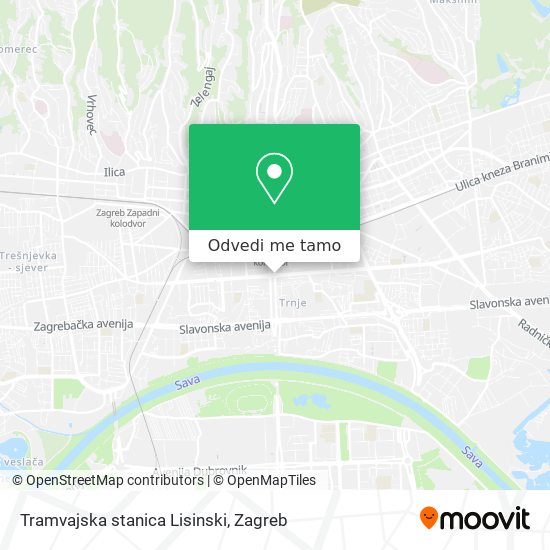 Karta Tramvajska stanica Lisinski