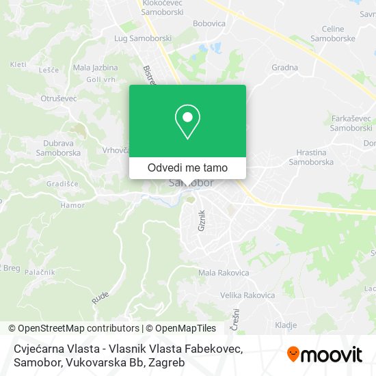 Karta Cvjećarna Vlasta - Vlasnik Vlasta Fabekovec, Samobor, Vukovarska Bb