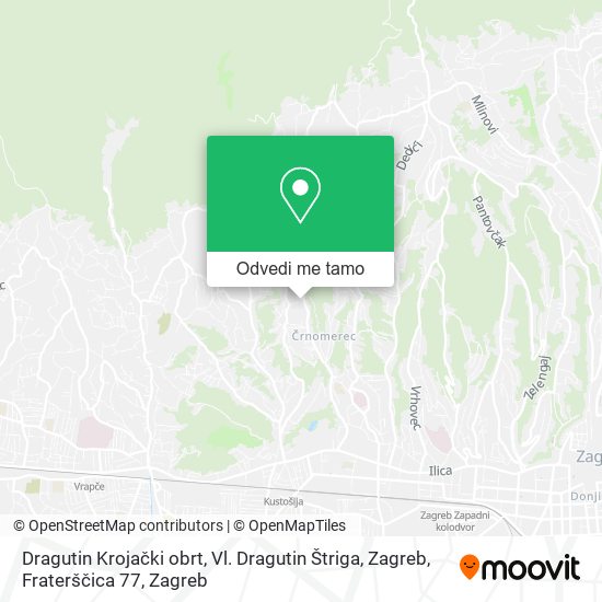 Karta Dragutin Krojački obrt, Vl. Dragutin Štriga, Zagreb, Fraterščica 77