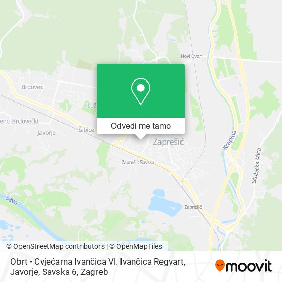Karta Obrt - Cvjećarna Ivančica Vl. Ivančica Regvart, Javorje, Savska 6
