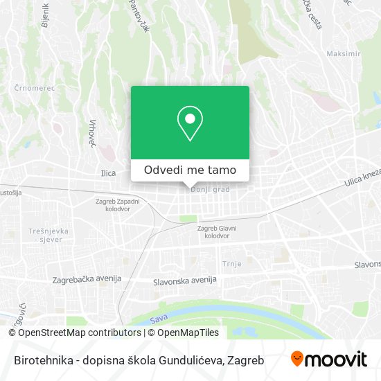 Karta Birotehnika - dopisna škola Gundulićeva