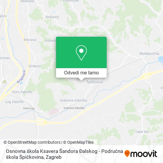 Karta Osnovna škola Ksavera Šandora Đalskog - Područna škola Špičkovina