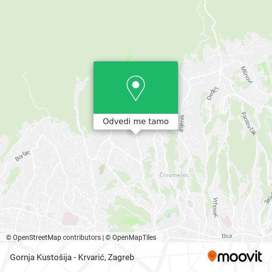 Karta Gornja Kustošija - Krvarić