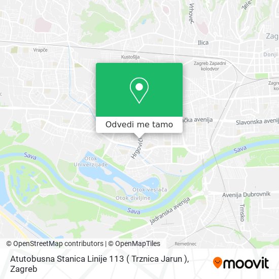 Karta Atutobusna Stanica Linije 113 ( Trznica Jarun )
