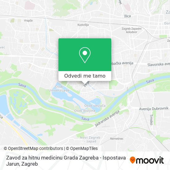 Karta Zavod za hitnu medicinu Grada Zagreba - Ispostava Jarun