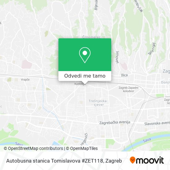 Karta Autobusna stanica Tomislavova #ZET118