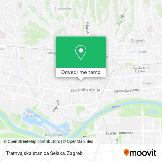 Karta Tramvajska stanica Selska