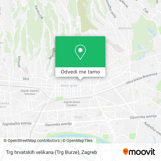 Karta Trg hrvatskih velikana (Trg Burze)