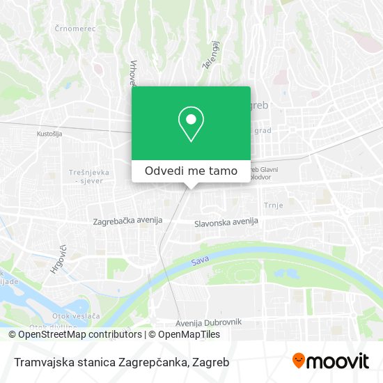 Karta Tramvajska stanica Zagrepčanka