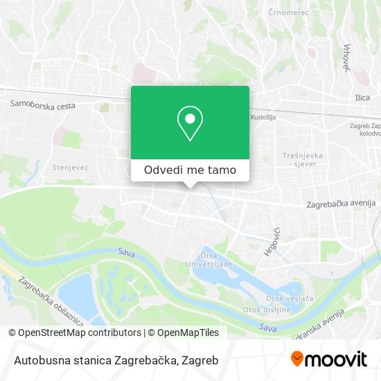 Karta Autobusna stanica Zagrebačka