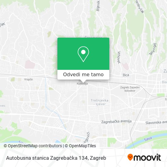 Karta Autobusna stanica Zagrebačka 134